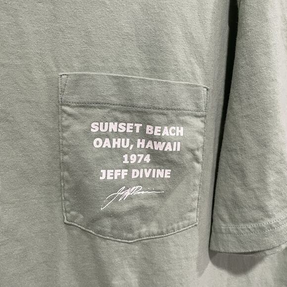 Gap x Jeff Divine Mens Retro Surfing Pocket Tee Size XL Green Large Back Graphic - Picture 5 of 8